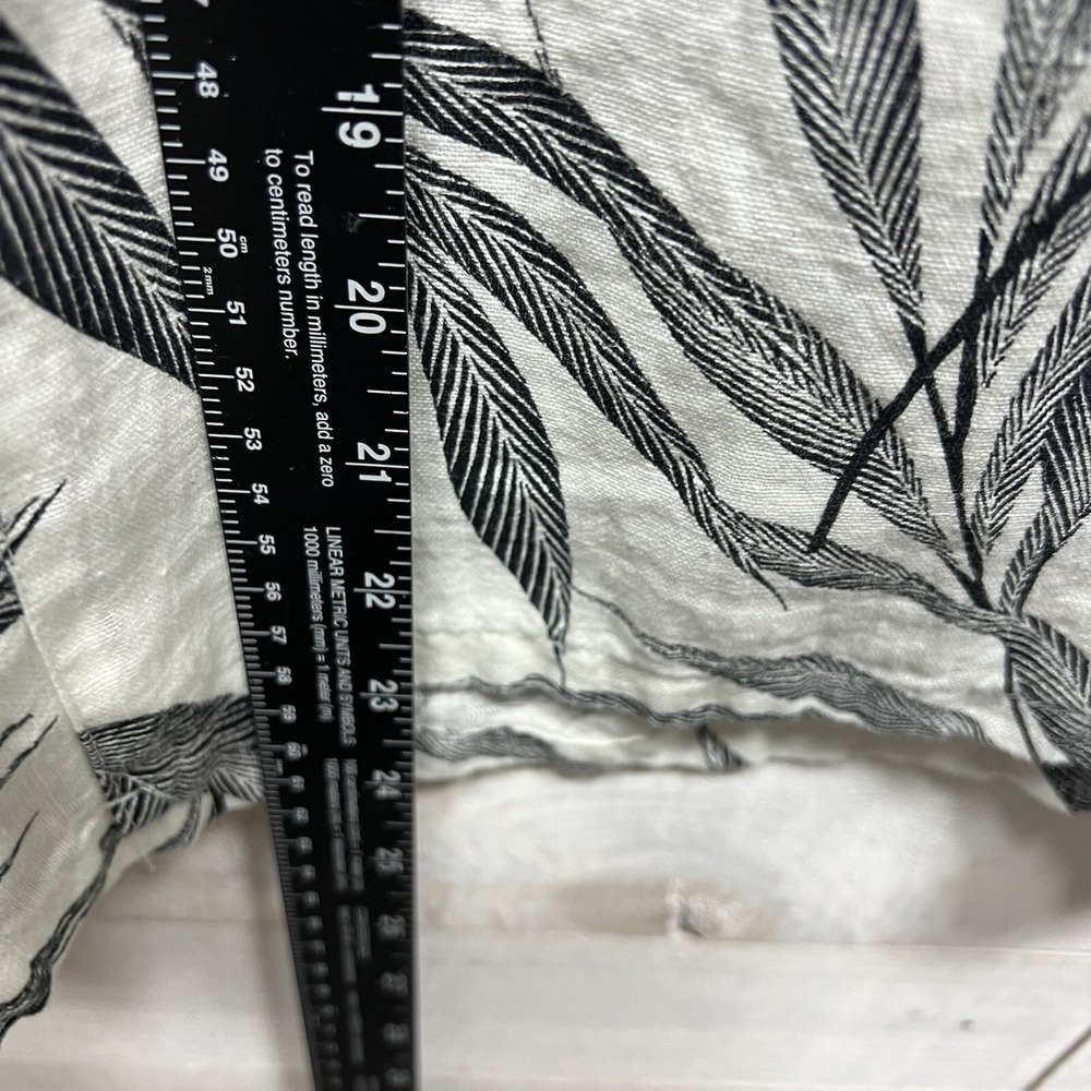 Tahari Wide Leg Linen Pants Womens Large Black White Tropical Pull On Resort - Picture 10 of 10